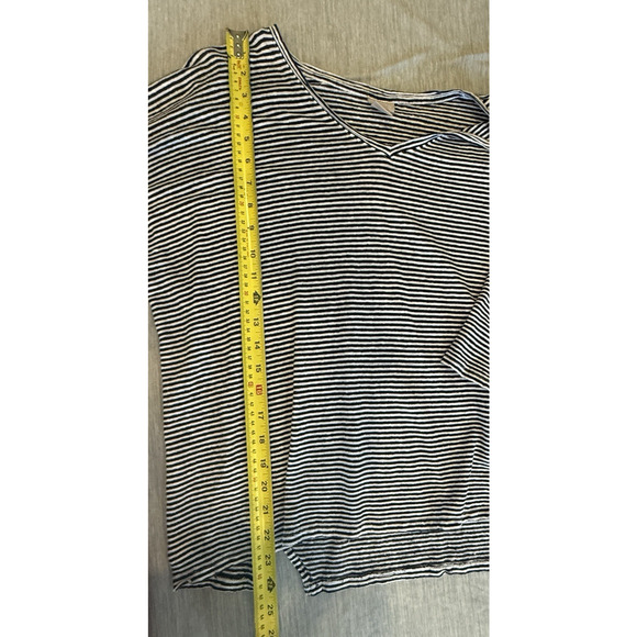 Chicos Womens Linen Popover Casual Top Size L Striped Resort Oversized Coastal - Picture 8 of 9